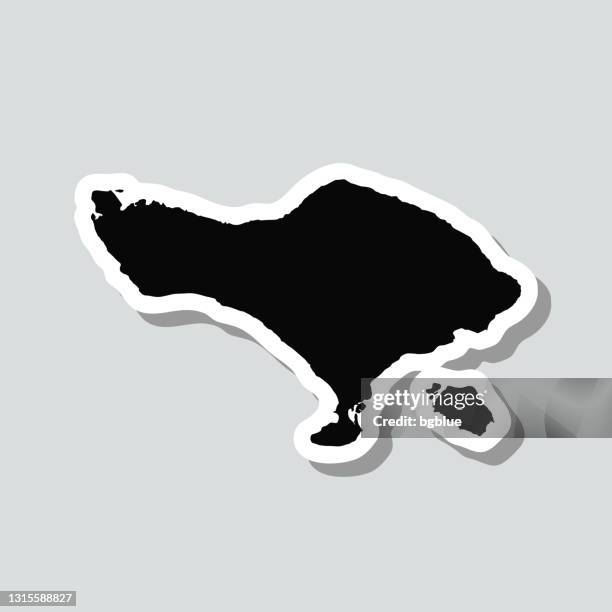 bali map sticker on gray background - bali stock illustrations