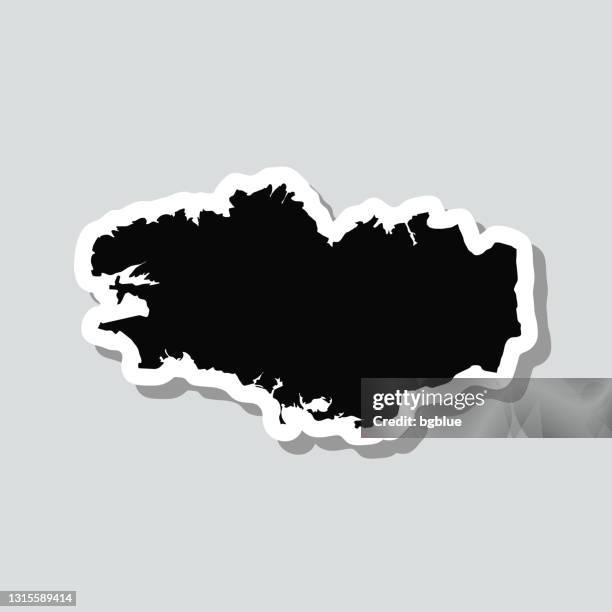 brittany map sticker on gray background - 3d square frame stock illustrations