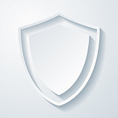 Shield. Icon with paper cut effect on blank background