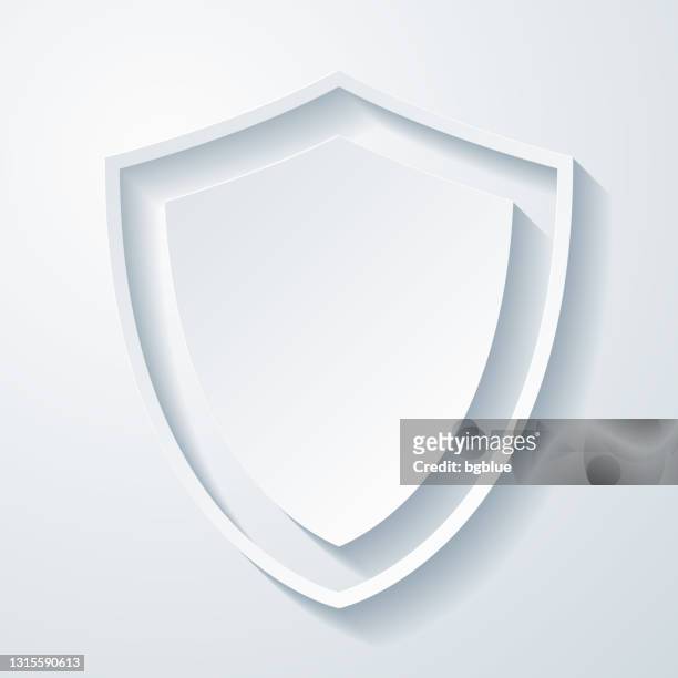 shield. icon with paper cut effect on blank background - protection stock illustrations