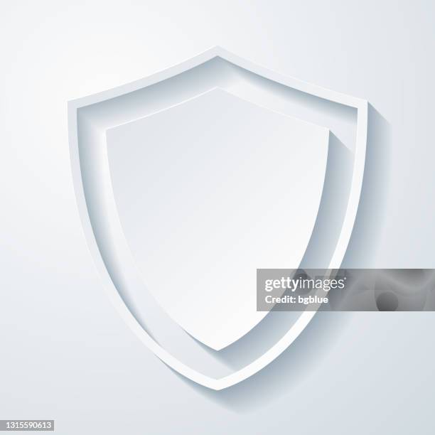 shield. icon with paper cut effect on blank background - guarding stock illustrations