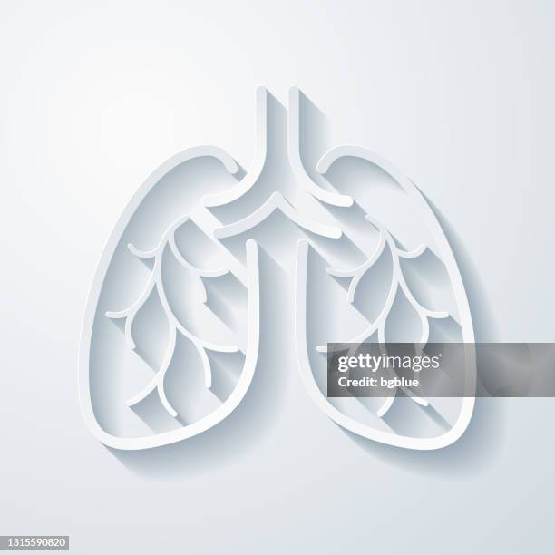 bildbanksillustrationer, clip art samt tecknat material och ikoner med lungorna. ikon med pappersklipp effekt på tom bakgrund - mänskligt inre organ