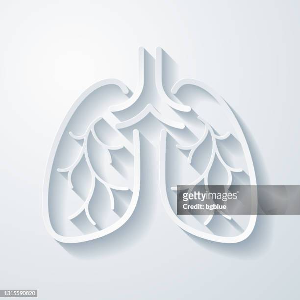 lungs. icon with paper cut effect on blank background - human lung stock illustrations