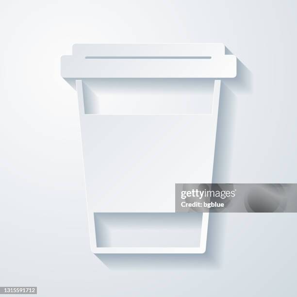 disposable cup. icon with paper cut effect on blank background - coffee take away cup simple stock illustrations