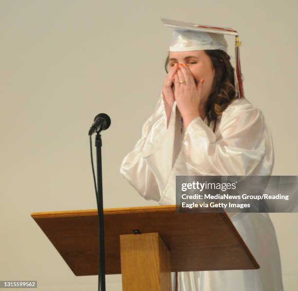 Photo by Tim Leedy 6/5/11Gateway Christian School Graduation.Jade Pritz cries during her speech.