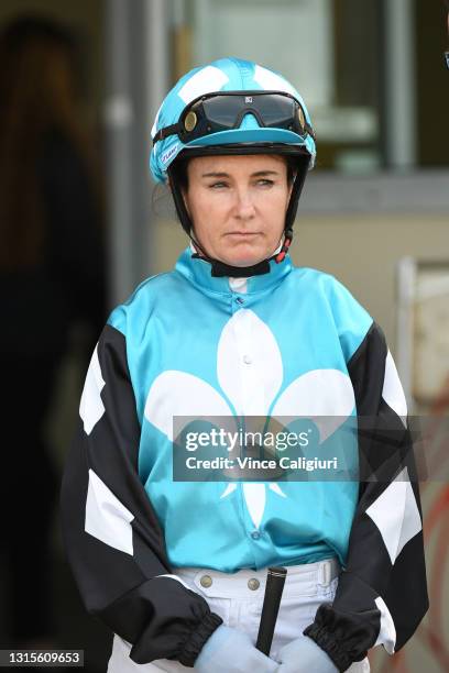 Lisa Allpress before riding Aimee's Jewel in race 6, the Ladbrokes Punter Assist Handicap, during Melbourne Racing at Sandown Hillside on May 01,...