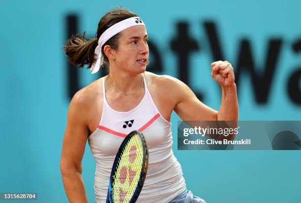 Anastasija Sevastova of Latvia celebrates match point during the Women's Single's Round of 32 match between Anastasija Sevastova and Johanna Konta...