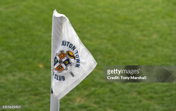 Corner flag at Kenilworth Road, home of Luton Town Football Club before the Sky Bet Championship match between Luton Town and Middlesbrough at...
