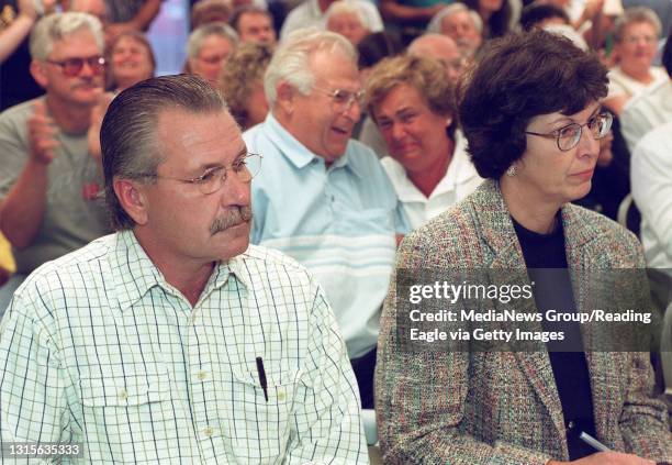 Photo by Tim Leedy 8/23/00Developer Jack Keener and his atty. Paula Leicht listen to the decision of the Millcreek Twp supervisors to not allow...
