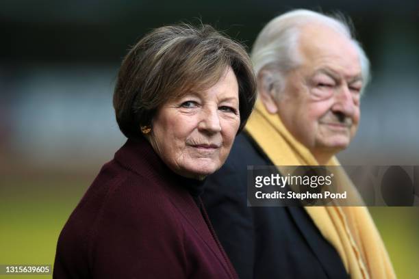 Delia Smith, Owner of Norwich City looks on prior to the Sky Bet Championship match between Norwich City and Reading at Carrow Road on May 01, 2021...