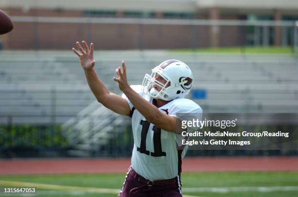 Photo Ryan McFadden Football preview at Exeter field; 11 Joey DiCerchio WRcentral catholic