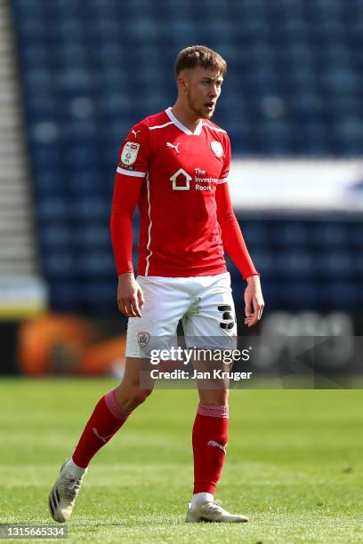 Jasper Moon of Barnsley during the Sky Bet Championship match between Preston North End and Barnsley at Deepdale on May 01, 2021 in Preston, England....