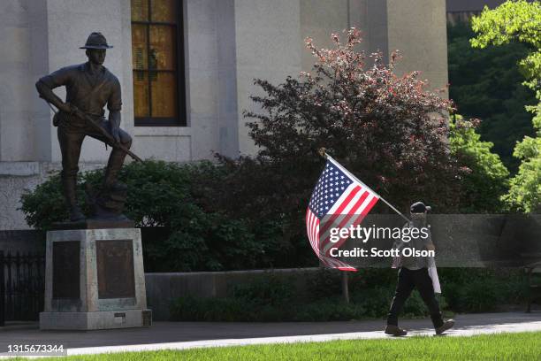 Member of the American Regulators demonstrates outside of the Ohio Statehouse protesting with other groups against pedophilia and sex trafficking on...