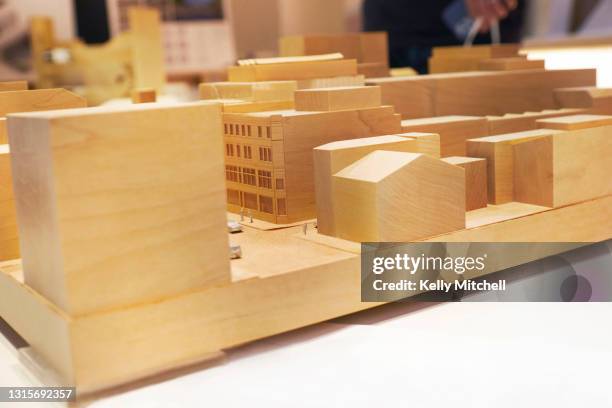 architect small business office with architectural model - small office building stock pictures, royalty-free photos & images