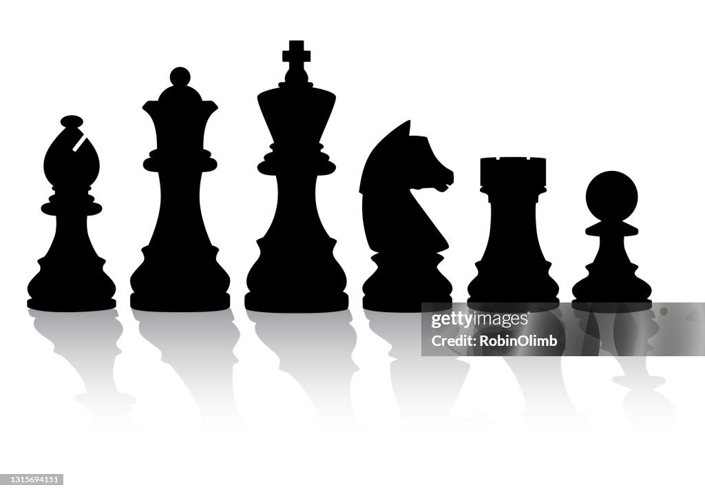 Schachfiguren mit Reflexionen