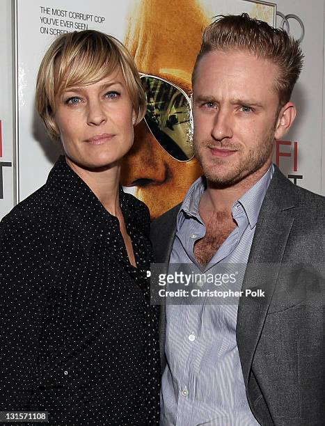 Actors Robin Wright and Ben Foster arrive at the "Rampart" special screening during AFI FEST 2011 presented by Audi at Grauman's Chinese Theatre on...