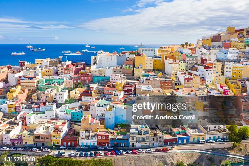 Aerial view on the colorful old town of Las Palmas, Grand Canary, Canary Islands, Spain Aerial view on the colorful old town of Las Palmas, Grand Canary, Canary Islands, Spain