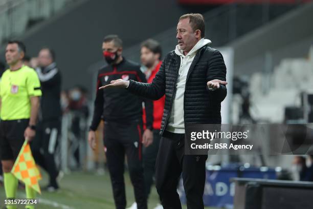 Trainer/coach Sergen Yalcin of Besiktas JK during the SuperLig match between Besiktas and Hatayspor at Vodafone Park on May 1, 2021 in Istanboel,...