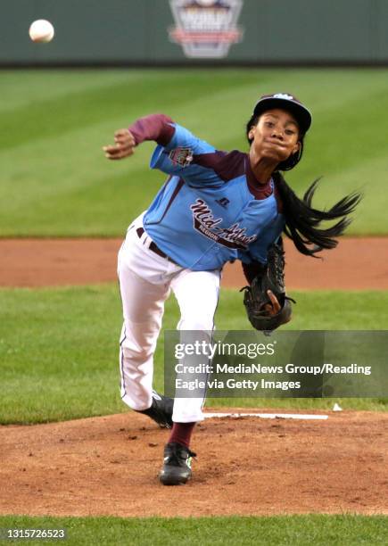 Taney Dragons pitcher Mo'ne Davis throws out a ball during the game against Navada at Lamade Stadium during the Little League World Series in...