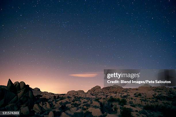 stars in sky over desert - desert night stock-fotos und bilder
