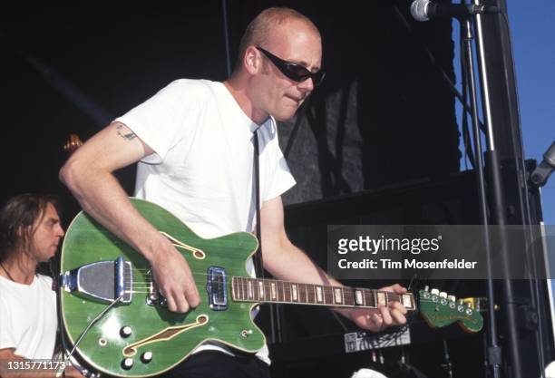 Mike Doughty of Soul Coughing performs during Lollapalooza at Spartan Stadium on August 2, 1996 in San Jose, California.