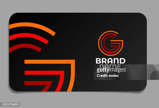 buchstabe g logo auf visitenkarte - g stock-grafiken, -clipart, -cartoons und -symbole
