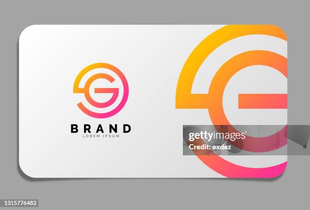 ilustraciones, imágenes clip art, dibujos animados e iconos de stock de logotipo de la letra g en la tarjeta de visita - tarjeta de negocios