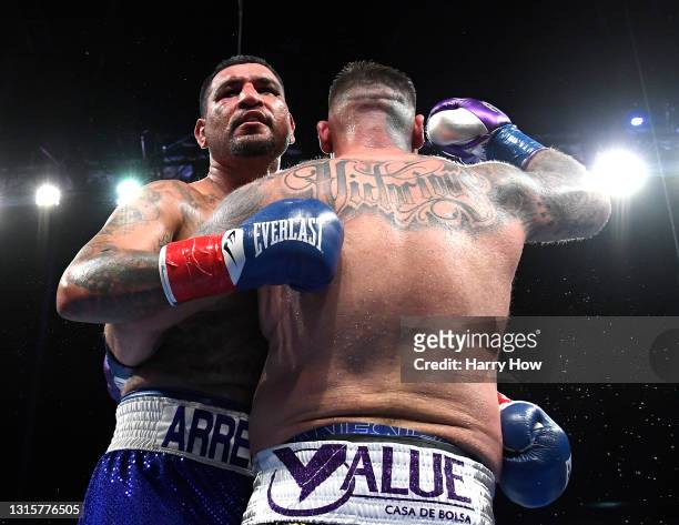 Chris Arreola and Andy Ruiz embrace at the end of their fight, Ruiz would win in a 12 round unanimous decision, during a heavyweight bout at Dignity...