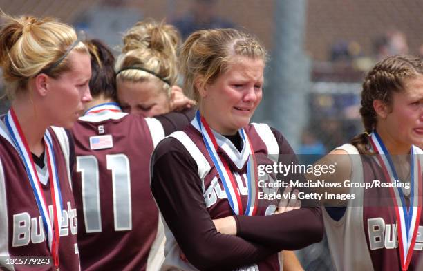 Brandywine's Anna Rau cries whle Chrissy Hoffman and Alex Najpauer share a hug in the background. Left Kasey-Jo Burnish, right Alyssa Fegely.The...