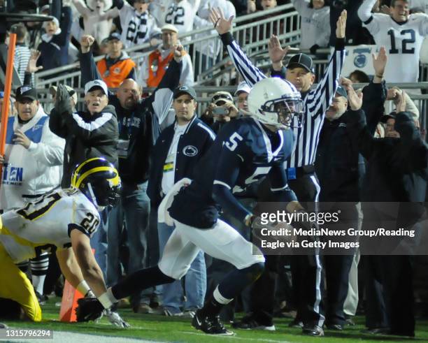 Penn State wide receiver Graham Zug scores a touchdown late in the second quarter.Penn State Nittany Lions vs. Michigan Wolverines in a Big Ten...