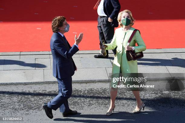 Former President of the Community of Madrid, Esperanza Aguirre and the mayor of Madrid, Jose Luis Martinez-Almeida attend the civic-military ceremony...