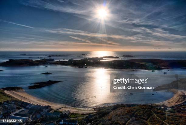 New Grimsby, Tresco looking towards Bryher, Isles Of Scilly on April 8, 2021.