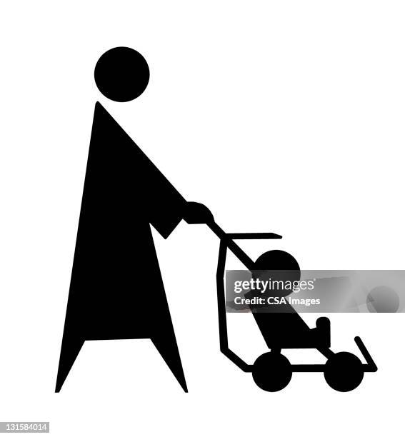 woman pushing stroller - baby logo stock illustrations