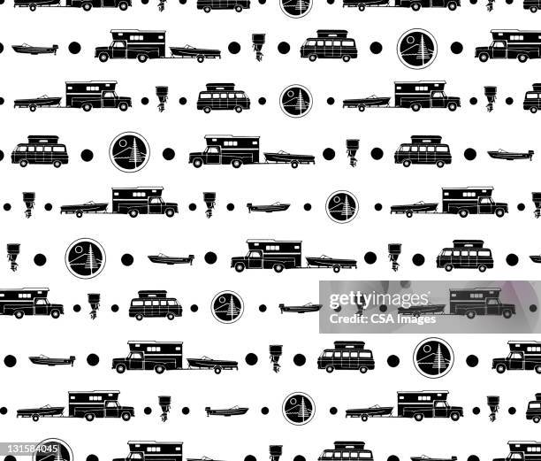 outdoor weekend pattern - trailer stock illustrations