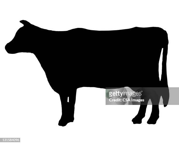 stockillustraties, clipart, cartoons en iconen met steer silhouette - runderen hoefdier