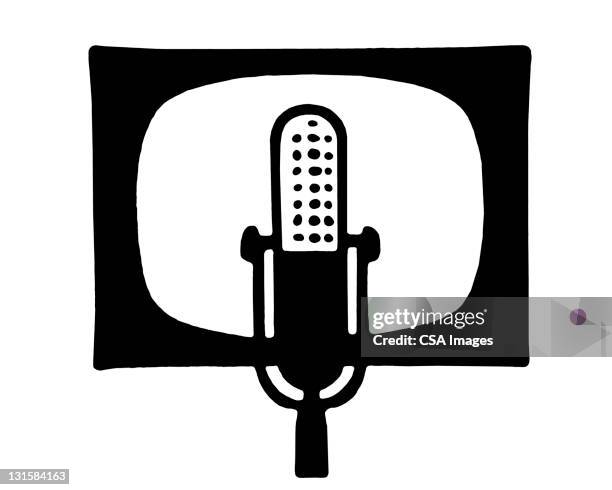 television and microphone - microphone transmission stock illustrations