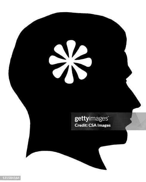 man with flower in his head - asterisk stock illustrations