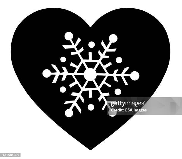 snowflake inside heart - ornate stock illustrations