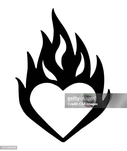 flaming heart - hearts on fire stock illustrations