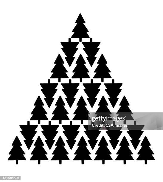 christmas tree made of christmas trees - pine wood material stock-grafiken, -clipart, -cartoons und -symbole