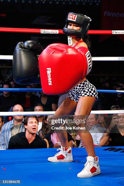 Personality Tila Tequila getting ready to fight during "Celebrity Fight Night" At The Avalon on November 5, 2011 in Hollywood, California.