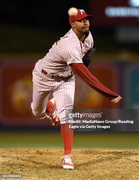 Reading pitcher Jesen Therrien earns the save.Reading Fightin Phils defeat the Bowie Baysox 2-1 in a minor league class Double A Eastern League...