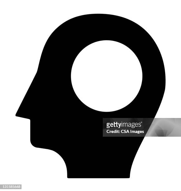 profile with hole in head - man silhouette profile stock illustrations