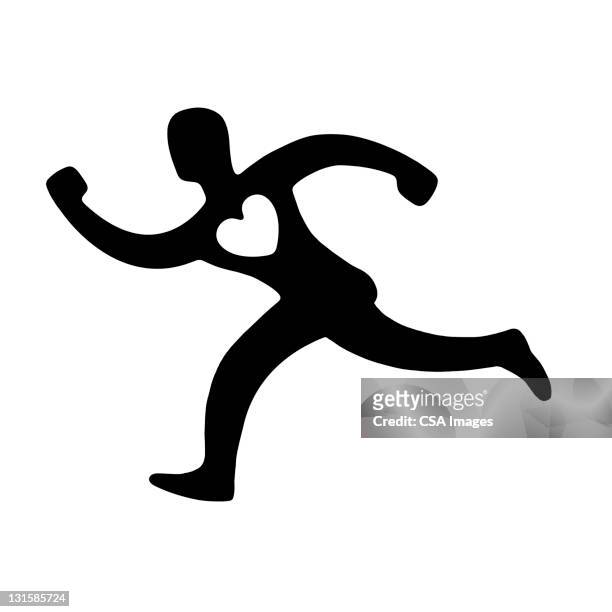man with heart running - sports stock illustrations