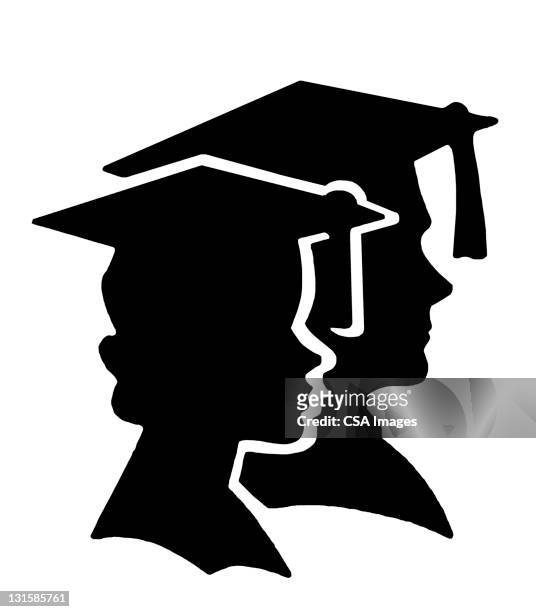 two graduates - education stock illustrations