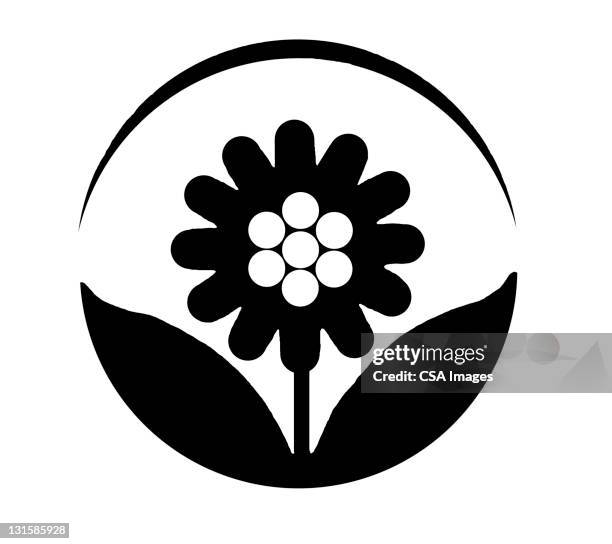 flower inside circle - plant stem stock illustrations
