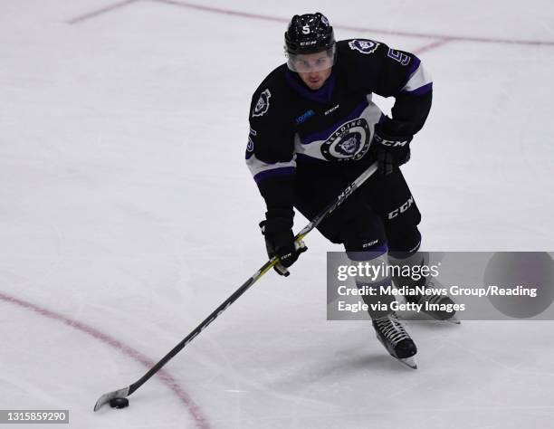 Reading defenseman Chase Golitghly Reading Royals lose 5-1 to the Manchester Monarchs in a minor league ECHL hockey game at Santander Arena. Photo by...