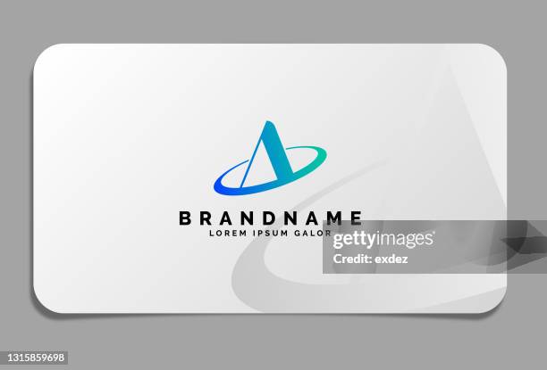 letter a logo on business card - negative space logo stock illustrations