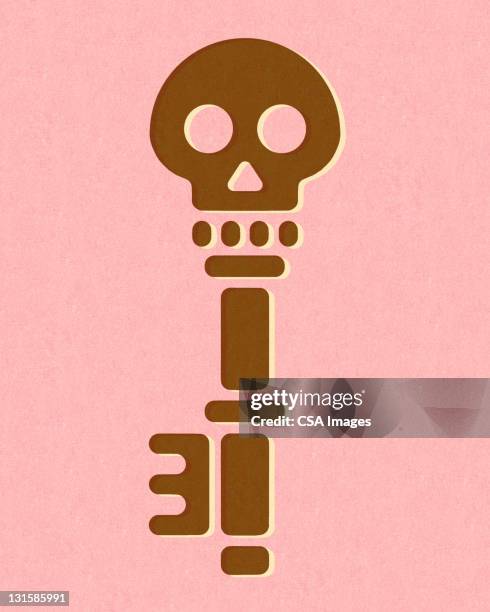 skeleton key on pink background - ornate key stock illustrations