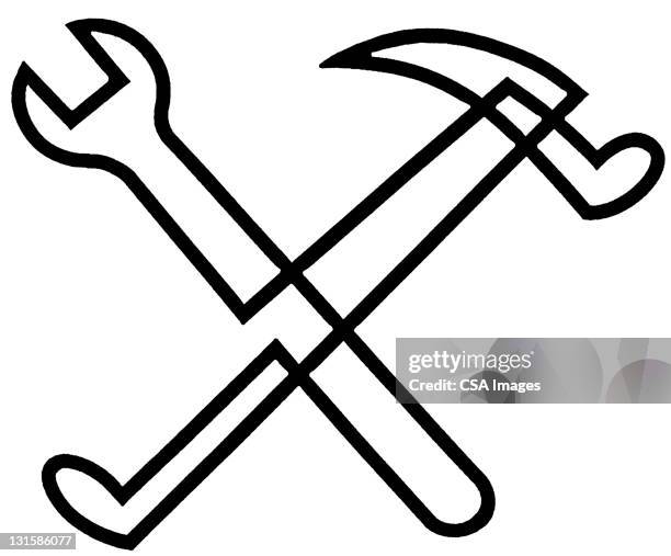 hammer and wrench - hammer logo stock illustrations
